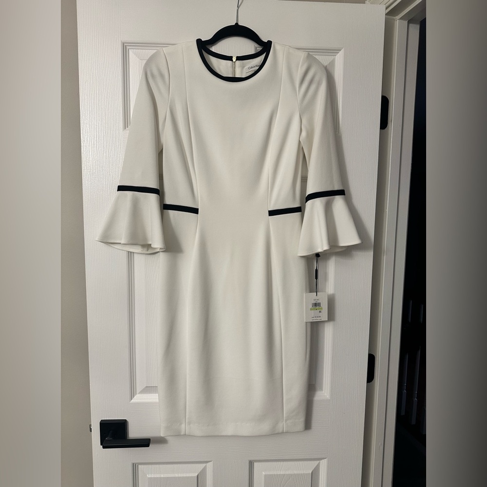 Calvin Klein White Dress w/Black accent NWT